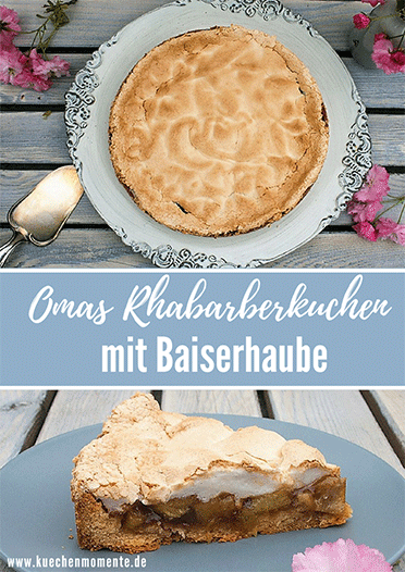 Omas Rhabarberkuchen mit Baiserhaube Pinterestpost