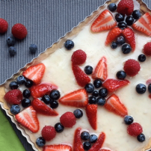 Detail Tarte mit Früchten und Crema Pasticcera