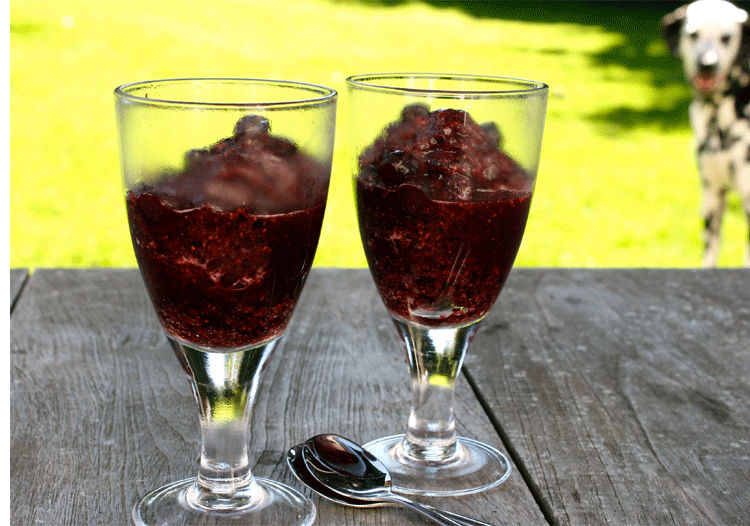 Eiskalte Granita aus Heidelbeeren ohne Alkohol