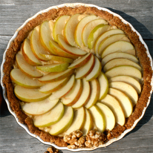 Vogelperspektive Apfel-Walnuss-Tarte glutenfrei