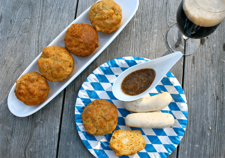 Oktoberfest-Muffins Weißwurst und Bier