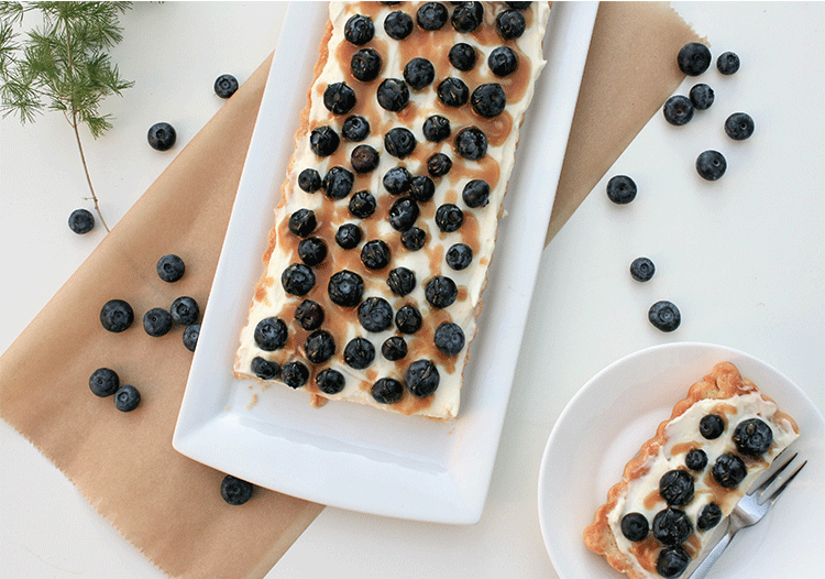 Blueberry-Tarte mit Karamell