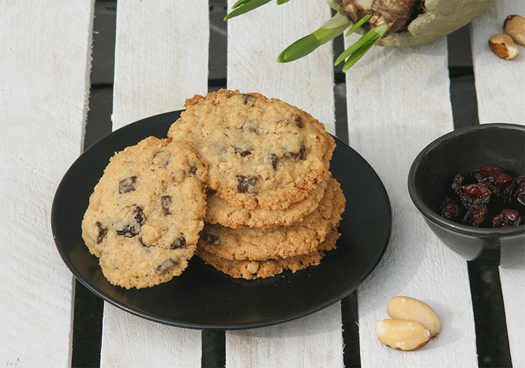 Cookies mit Haferflocken, Paranüssen und soften Cranberries