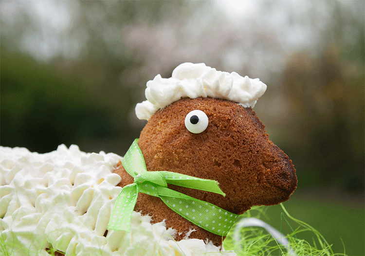 Süßes Osterlamm mit Fell aus Sahne