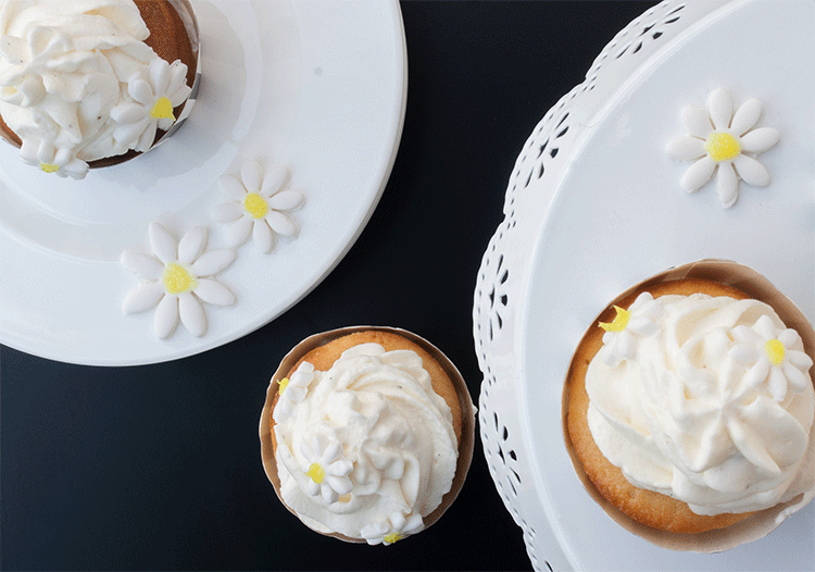 Lemon Curd versteckt in feinen Buttermilch Cupcakes