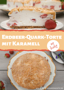 Erdbeer-Quark-Torte mit Karamell Pinterestpost