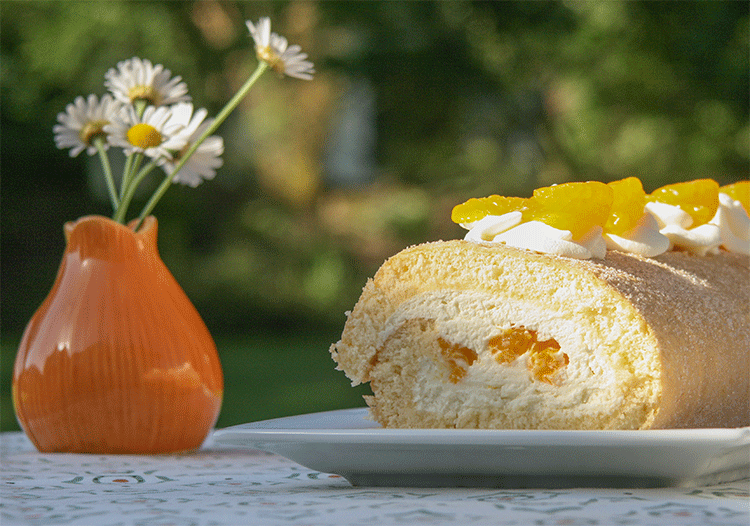 Quark-Mandarinen-Biskuitrolle - Küchenmomente