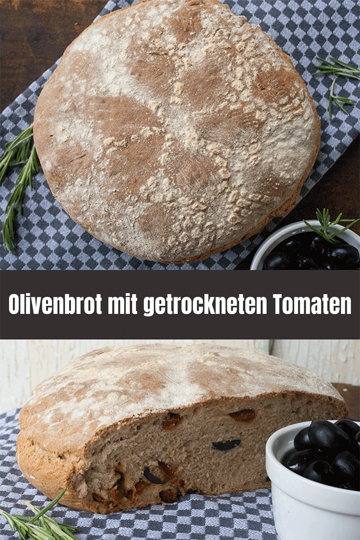 Olivenbrot mit getrockneten Tomaten Pinterestpost