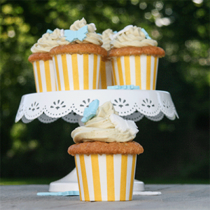 Mango Cupcakes mit Matcha-Topping