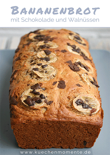 Bananenbrot mit Bananenbrot mit Schokolade und Walnüssen Pinterestpost