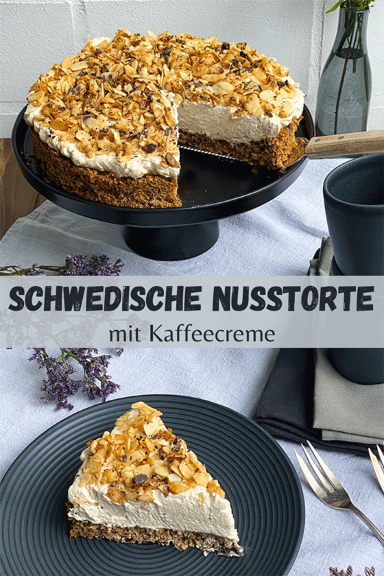 Schwedische Nusstorte mit Kaffeecreme - Nöttårta med kaffegrädde ...