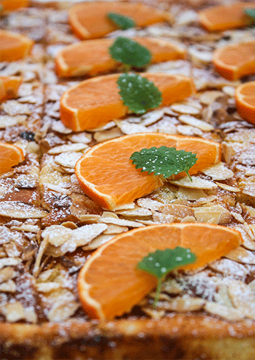 Blechkuchen mit Frischkäse, Quark und Mandrinen