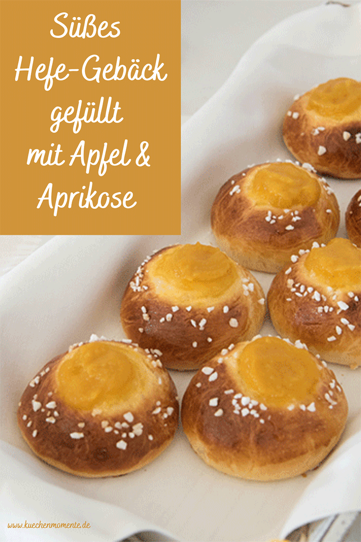 Süßes Hefegebäck gefüllt mit Apfel & Aprikose Pinterestpost