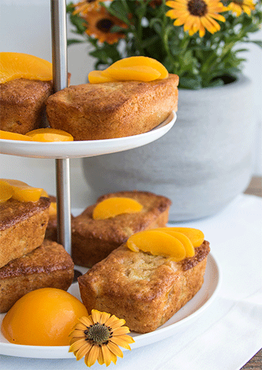 Mini Kastenkuchen mit Rhabarber und Pfirsich