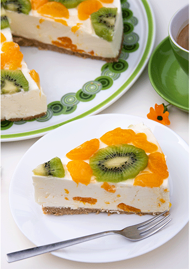 Fruchtige Frischkäsetorte mit Mandarinen und Kiwi (no bake) - Küchenmomente