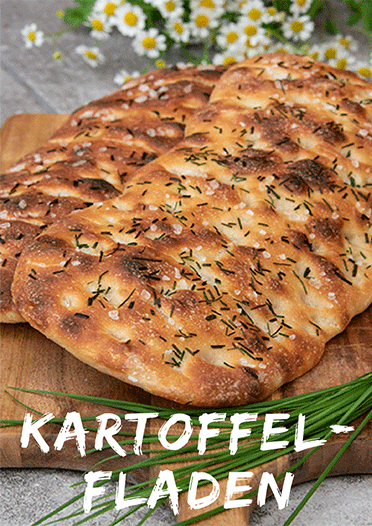 Kartoffelfladen mit Knoblauch-Schnittlauch und Meersalz Pinterestpost