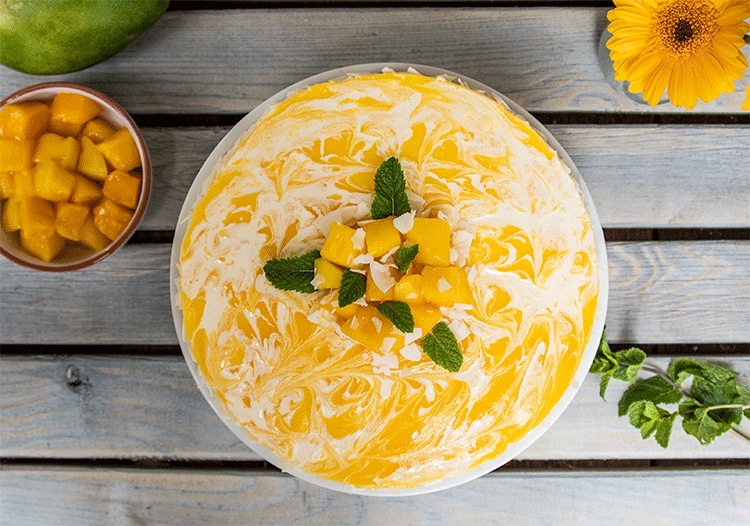 Flatlay Mango Kokos Cheesecake