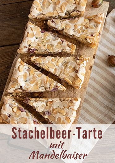 Stachelbeer-Tarte mit Mandelbaiserhaube Pinterestpost