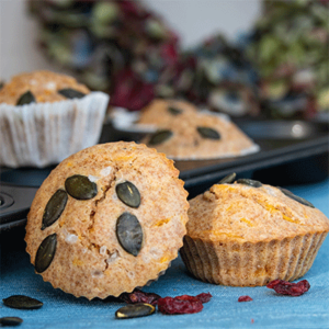 Würzige Kürbismuffins mit Cranberry