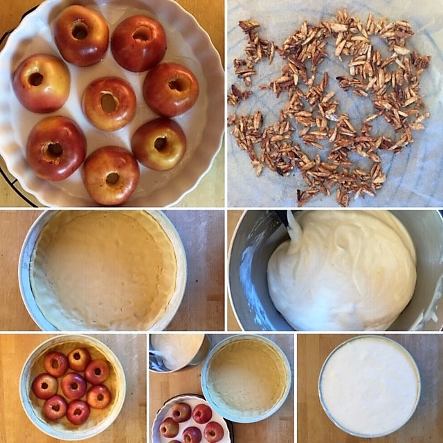 Collage Zubereitung Karamell Käsekuchen