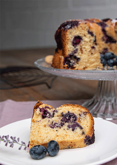 Anschnitt Gugelhupf mit Blaubeeren