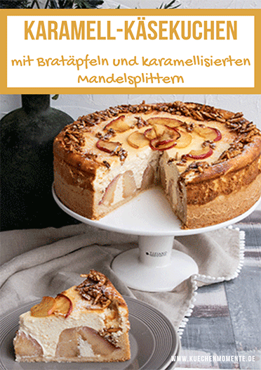 Karamell-Käsekuchen mit Bratäpfeln