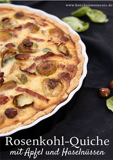 Rosenkohl-Quiche mit Haselnüssen, Speck und Apfel