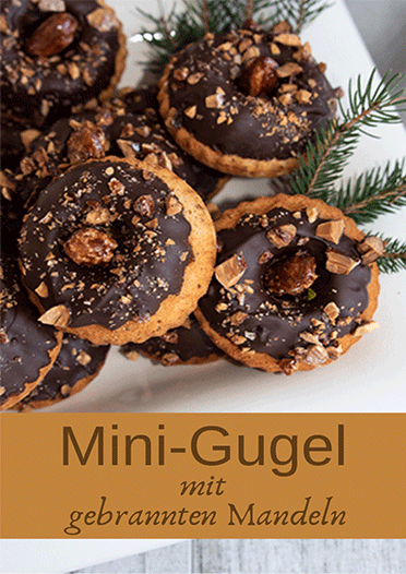 Gugelhupf-Minis mit gebrannten Mandeln und Schokoladenguss