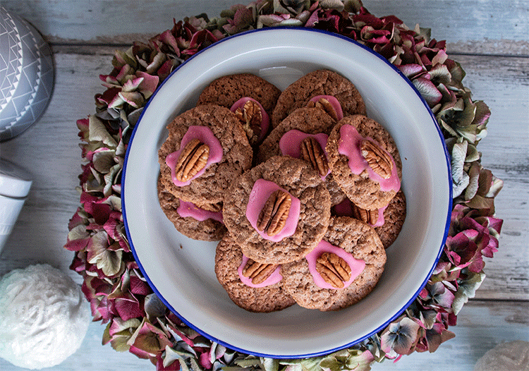 Pink Pekannuss Kekse