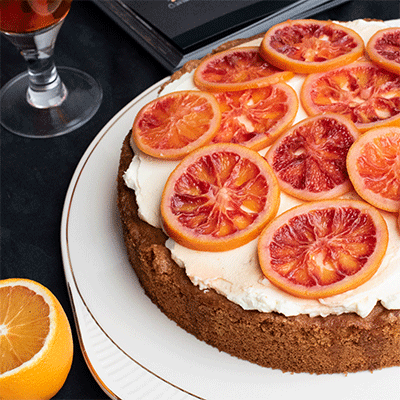 Kuchen a la Aperitivo-Spritz mit Blutorangen