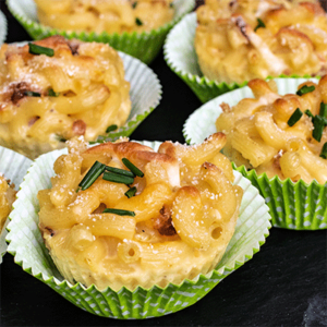 Mac and Cheese mit Bacon als Muffins