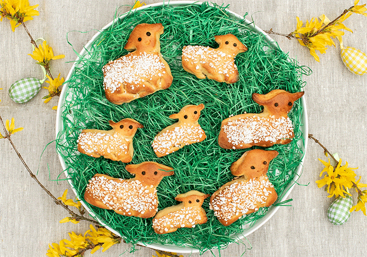 Süß zu Ostern Lämmer aus Hefeteig