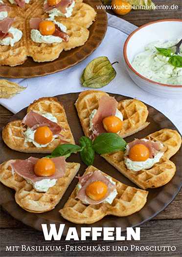 Waffeln mit Schinken und Physalis Pinterestpost