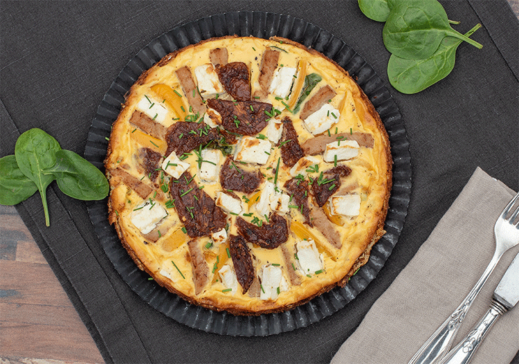 Herzhafte Quiche mit Haferflocken-Boden