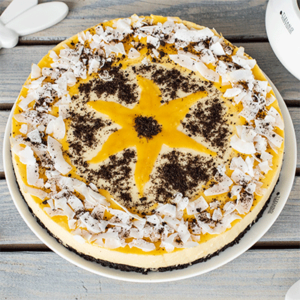 Ohne Backen! Mango-Joghurt-Torte mit Schokokeks-Boden