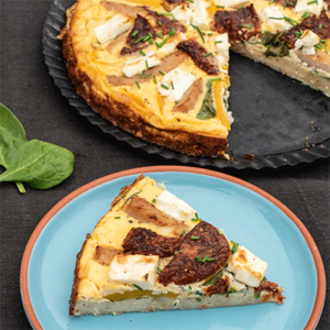 Mediterrane Quiche mit Haferflocken-Boden