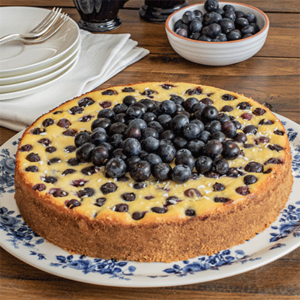 Käsekuchen mit Ricotta und Heidelbeeren