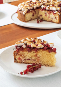 Kuchenstück Johannisbeeren und Marshmallow-Topping