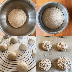 Zubereitung Dinkel-Roggen-Brötchen mit Sonnenblumenkernen