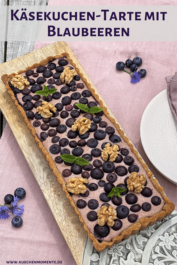 Käsekuchen-Tarte mit Blaubeeren Pinterestpost