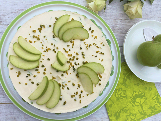 Cheesecake mit grünen Äpfeln