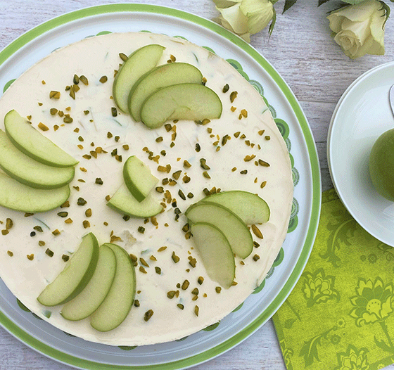 Cheesecake mit grünen Äpfeln