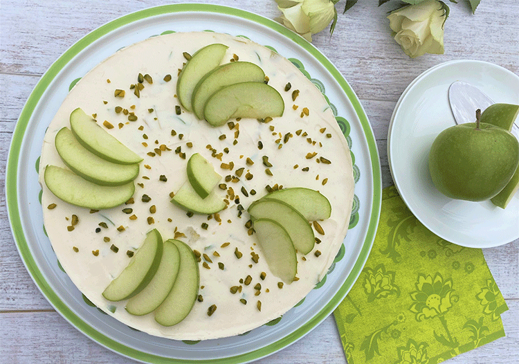 Cheesecake mit grünen Äpfeln