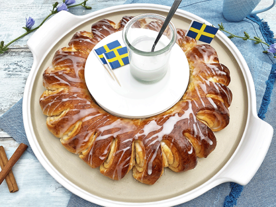 Schwedische Zimtschnecken als Sonne