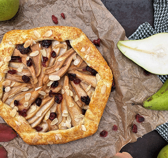 Birnen-Galette mit Cranberrys