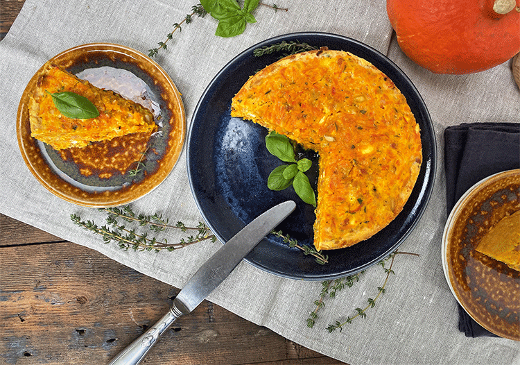 Anschnitt Kürbiskuchen herzhaft