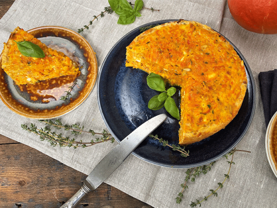 Anschnitt Kürbiskuchen mit Käse