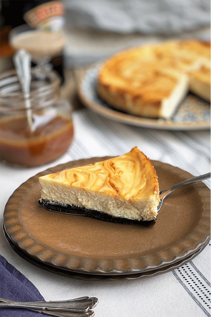 Anschnitt Irish Cream Cheesecake mit Oreoboden