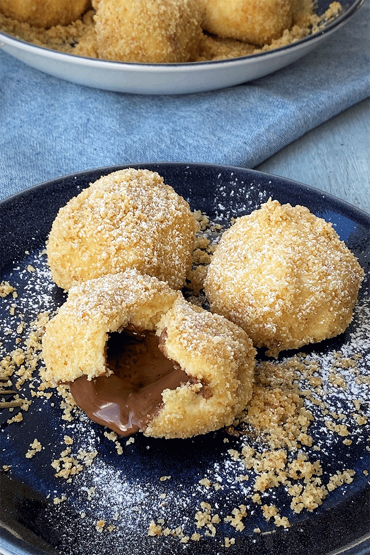 Anschnitt Nougat-Topfenknödel