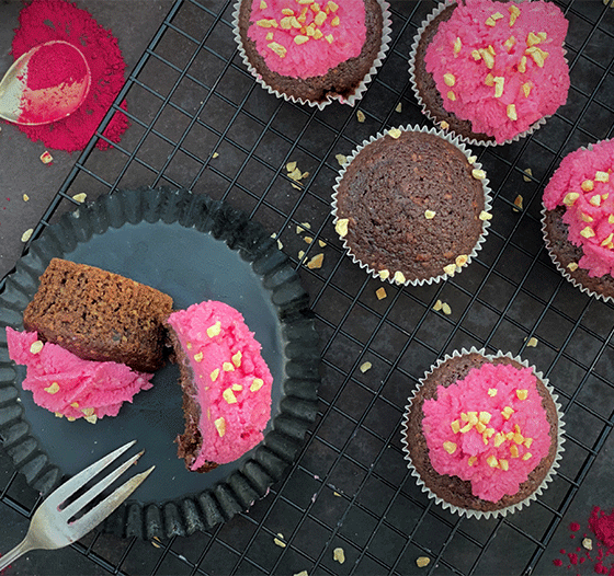 Rote Bete Cupcakes mit Schokoalde